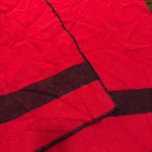 Red and Black Striped Blanket 100% wool